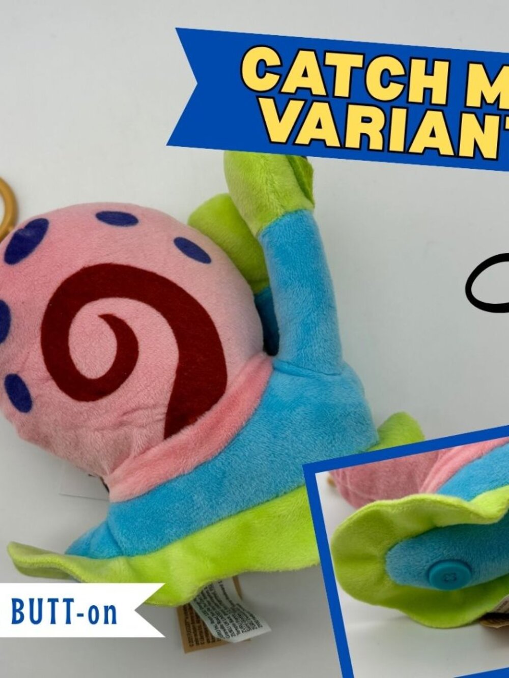 CATCH ME Fuggler x Spongebob GARY 5" Collectible Plush Clip *Blue Button Variant